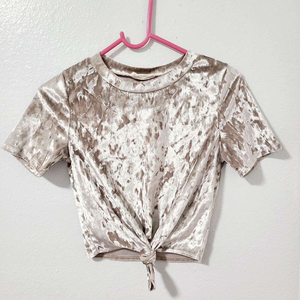 Velvet Tie-Front Crop Top